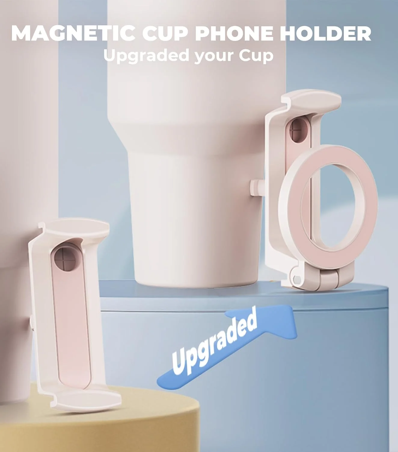 for Stanley Cup Phone Holder with Magnetic Phone Holder for Quencher H2.0 FlowState Tumbler Foldable Stand Water Bottle for Stanley Cup Accessories Hands Free for All Phones Cases product image 3