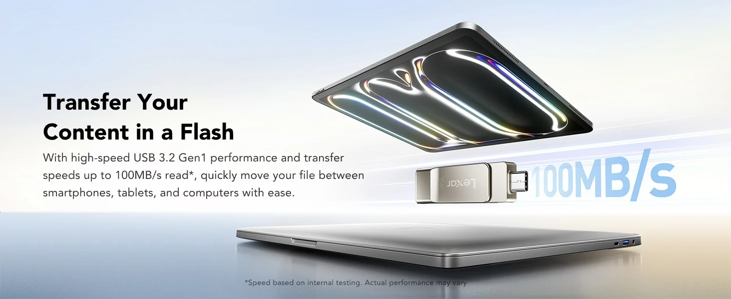 Lexar D40E 256GB Dual USB 3.2 Gen 1 Type-C Jump Drive, Champagne Silver variant image 1