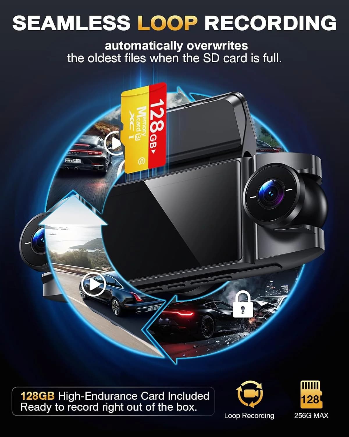 4 Channel 360° Dash Cam, 4K Front + 1080P Rear/Left/Right, 5GHz WiFi 30MB/s product image 8