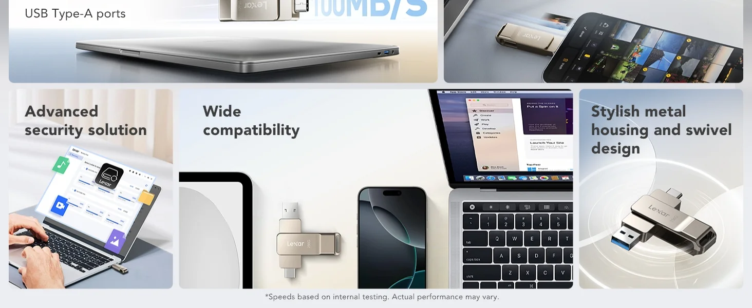 Lexar D40E 256GB Dual USB 3.2 Gen 1 Type-C Jump Drive, Champagne Silver product image 5